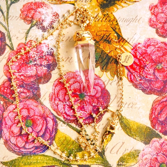 Boho Clear Crystal 22KGP Spike Necklace - Picture 9 of 15